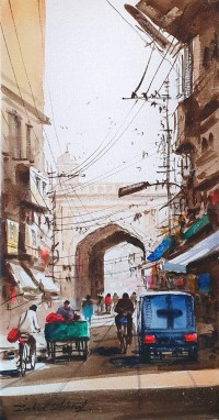 Zahid Ashraf, 08 x 16 inch, Acrylic on Canvas, Cityscape Painting, AC-ZHA-105